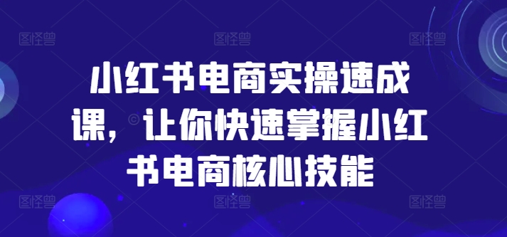 小红书电商实操速成课，让你快速掌握小红书电商核心技能-七七项目网