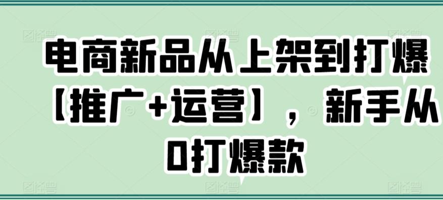 电商新品从上架到打爆【推广+运营】，新手从0打爆款-七七项目网