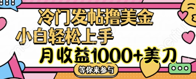 冷门发帖撸美金项目，月收益1000+美金，简单无脑，干就完了【揭秘】-七七项目网