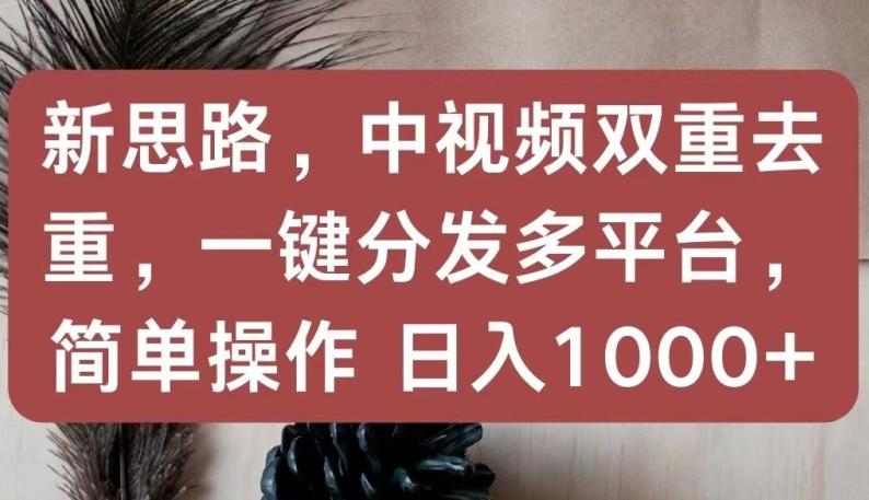 新思路，中视频双重去重，一键分发多平台，简单操作，日入1000+【揭秘】-七七项目网