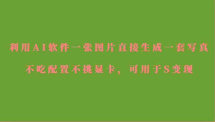 利用AI软件只需一张图片直接生成一套写真，不吃配置不挑显卡，可用于S变现-七七项目网