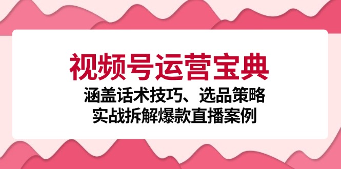 视频号运营宝典：涵盖话术技巧、选品策略、实战拆解爆款直播案例-七七项目网