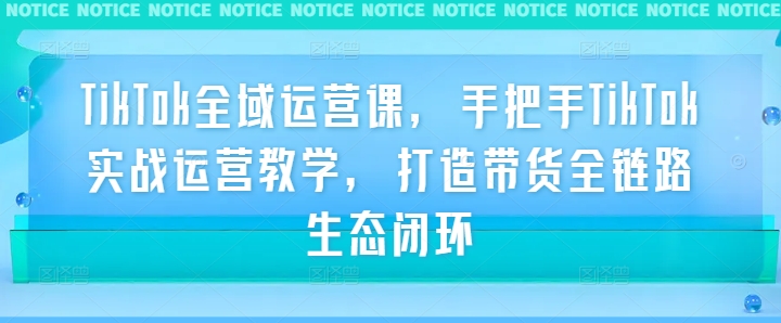 TikTok全域运营课，手把手TikTok实战运营教学，打造带货全链路生态闭环-七七项目网