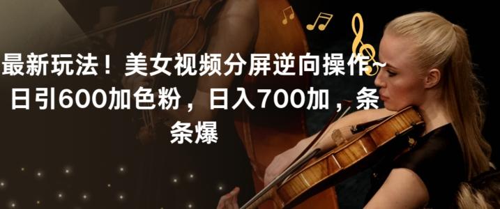 最新玩法！美女视频分屏逆向操作~日引600加色粉，日入700加，条条爆【揭秘】-七七项目网