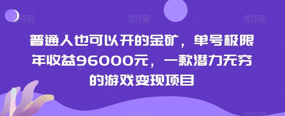 普通人也可以开的金矿，单号极限年收益96000元，一款潜力无穷的游戏变现项目【揭秘】-七七项目网