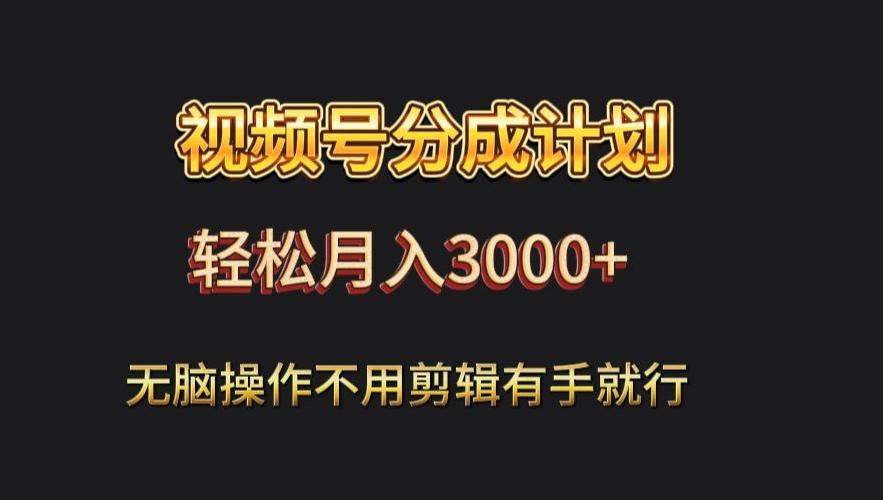 视频号流量分成，不用剪辑，有手就行，轻松月入2000+-七七项目网