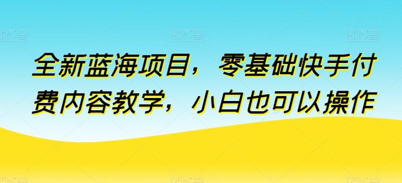 全新蓝海项目，零基础快手付费内容教学，小白也可以操作【揭秘】-七七项目网
