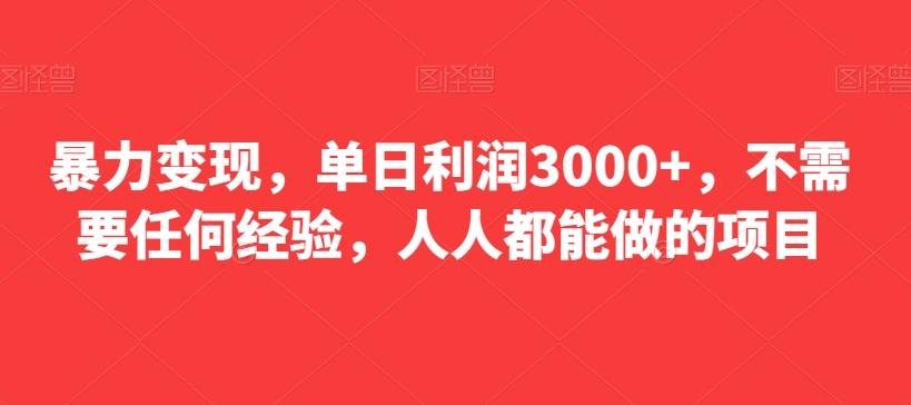 暴力变现，单日利润3000+，不需要任何经验，人人都能做的项目-七七项目网