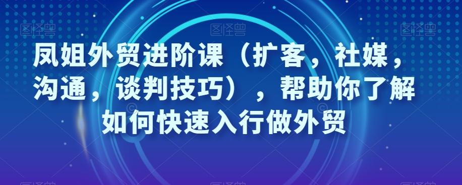 凤姐外贸进阶课（扩客，社媒，沟通，谈判技巧），帮助你了解如何快速入行做外贸-七七项目网