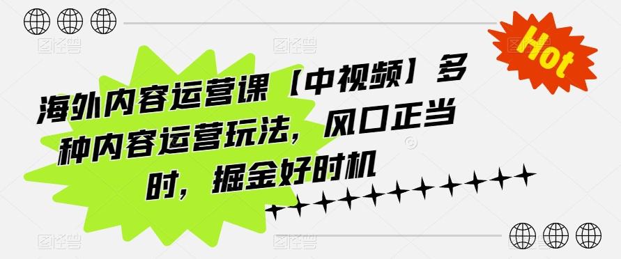 海外内容运营课【中视频】多种内容运营玩法，风口正当时，掘金好时机-七七项目网