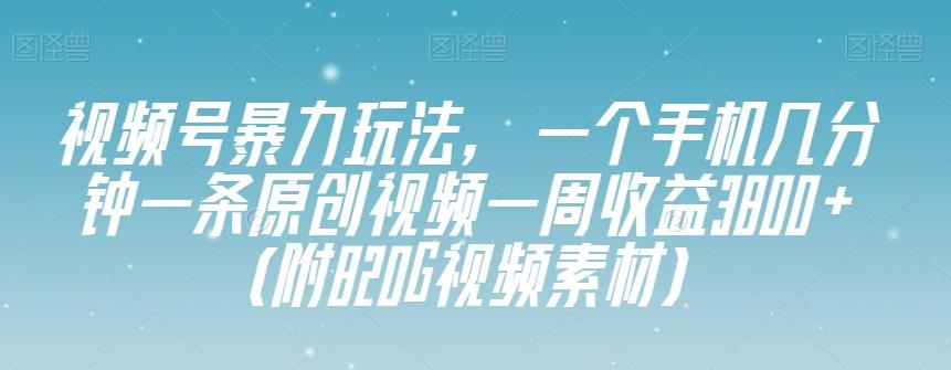 视频号暴力玩法，一个手机几分钟一条原创视频一周收益3800+（附820G视频素材）-七七项目网