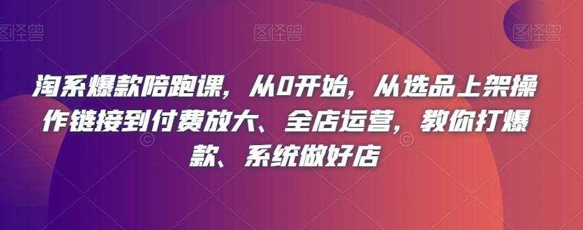 淘系爆款陪跑课，从0开始，从选品上架操作链接到付费放大、全店运营，教你打爆款、系统做好店-七七项目网