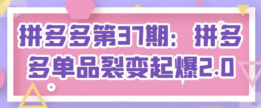 拼多多第37期：拼多多单品裂变起爆2.0-七七项目网