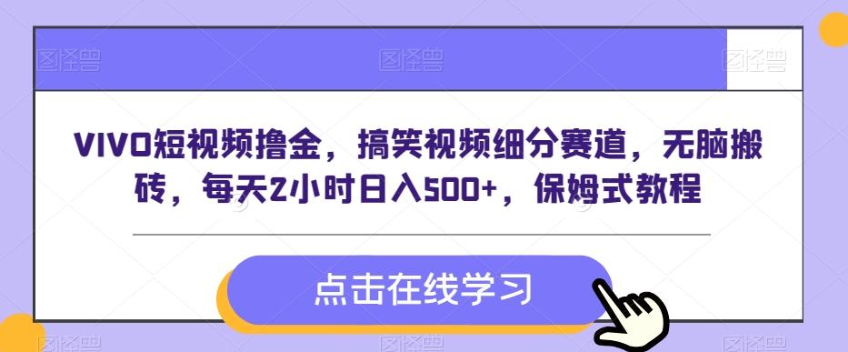 VIVO短视频撸金，搞笑视频细分赛道，无脑搬砖，每天2小时日入500+，保姆式教程-七七项目网