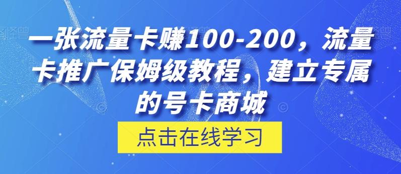 一张流量卡赚100-200，流量卡推广保姆级教程，建立专属的号卡商城-七七项目网