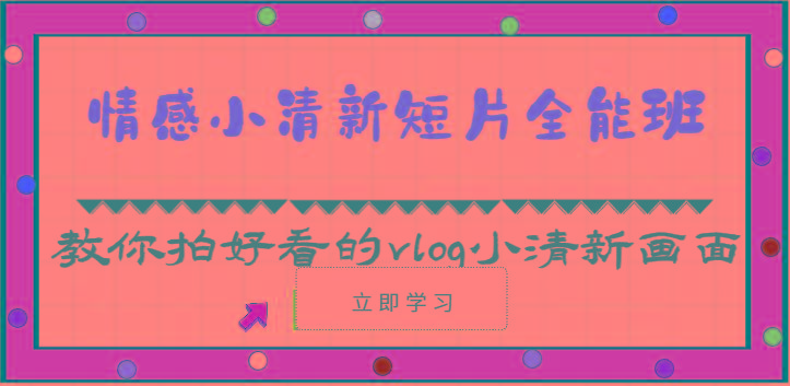 情感小清新短片全能班-教你拍好看的vlog小清新画面(30节课)-七七项目网