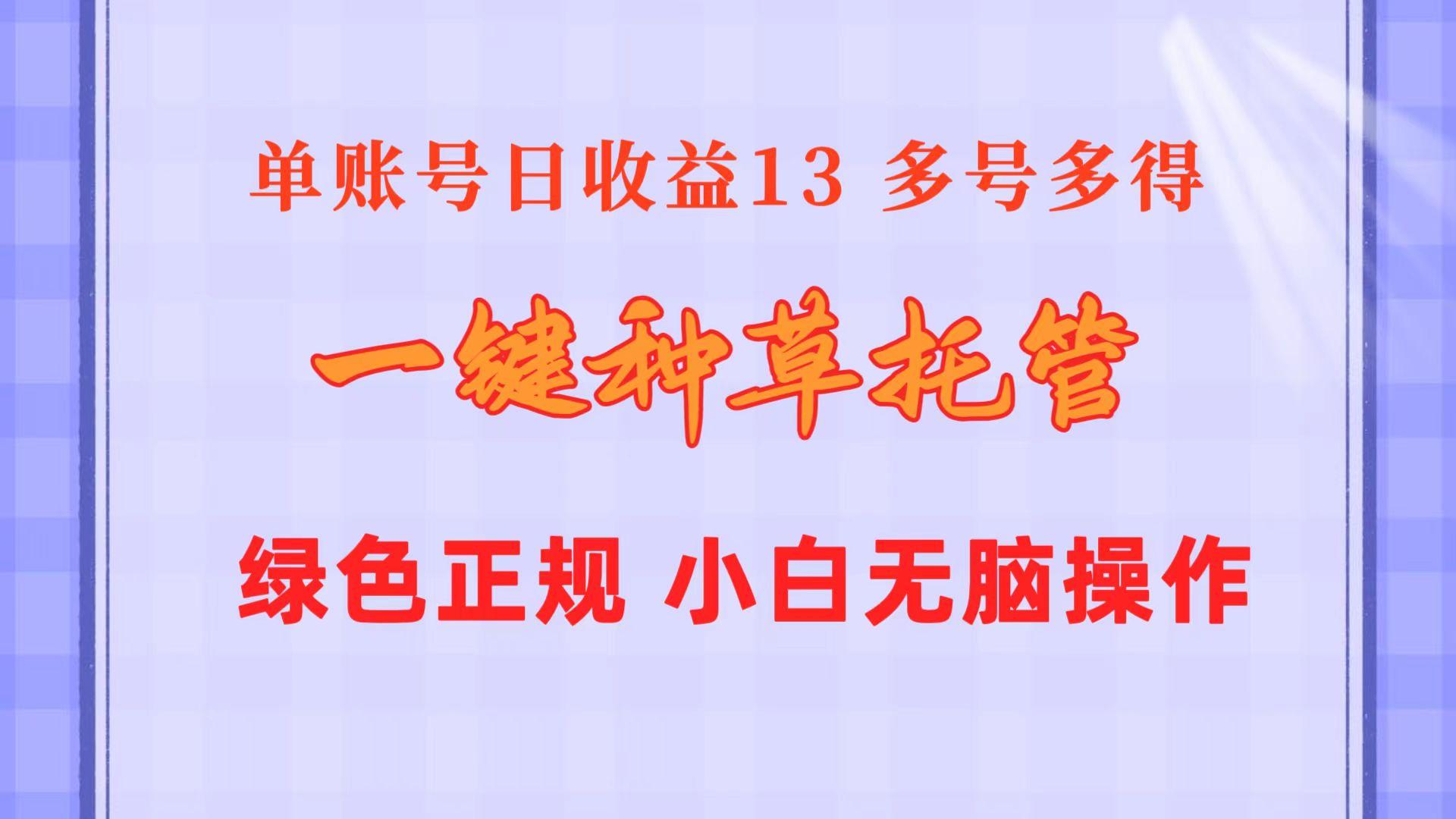 一键种草托管 单账号日收益13元  10个账号一天130  绿色稳定 可无限推广-七七项目网
