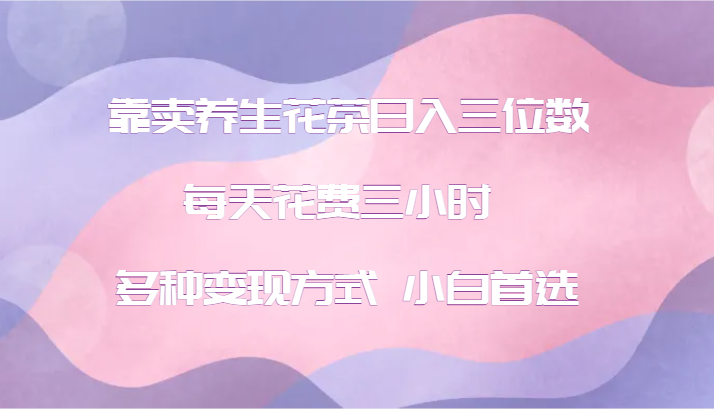 靠卖养生花茶日入三位数，每天花费三小时 多种变现方式 小白首选-七七项目网