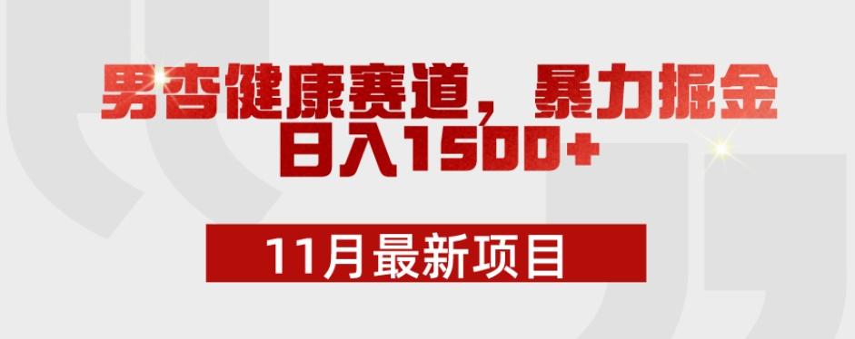11月最新项目，男杏健康赛道，暴力掘金，日入1500+-七七项目网