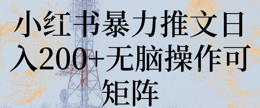 小红书暴力推文日入200+无脑操作可矩阵【揭秘】-七七项目网