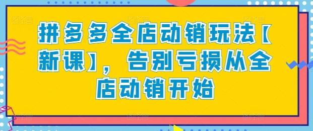 拼多多全店动销玩法【新课】，告别亏损从全店动销开始-七七项目网