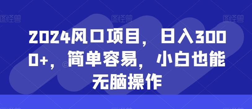 2024风口项目，日入3000+，简单容易，小白也能无脑操作-七七项目网