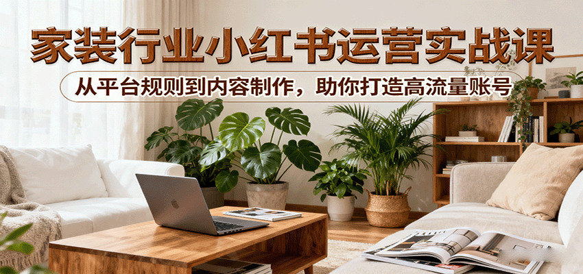 小红书家装行业运营实战课：从平台规则到内容制作，助你打造高流量账号-七七项目网