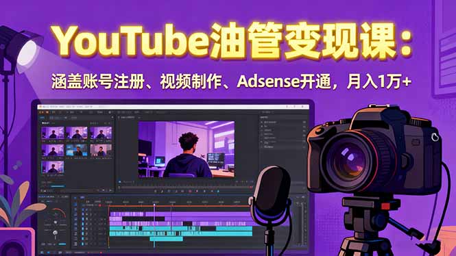 2025YouTube油管变现课：涵盖账号注册、视频制作、Adsense开通，月入1万+-七七项目网