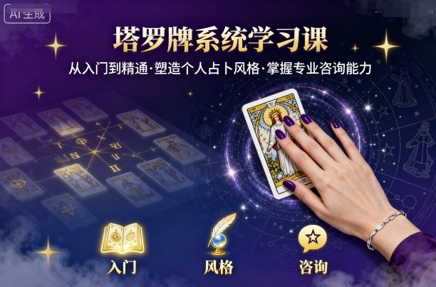 塔罗牌系统学习课，助你从入门到精通，塑造个人占卜风格，掌握专业咨询能力-七七项目网