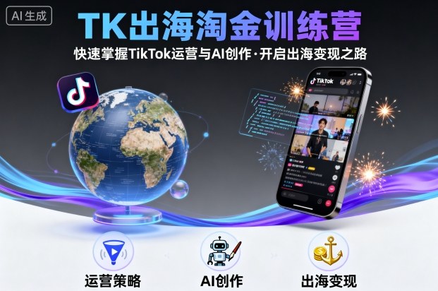 TK出海淘金训练营，助你快速掌握TikTok运营与AI创作，开启出海变现之路-七七项目网