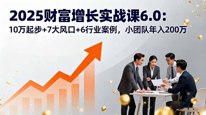 2025财富增长实战课6.0：10万起步+7大风口+6行业案例，小团队年入200万-七七项目网