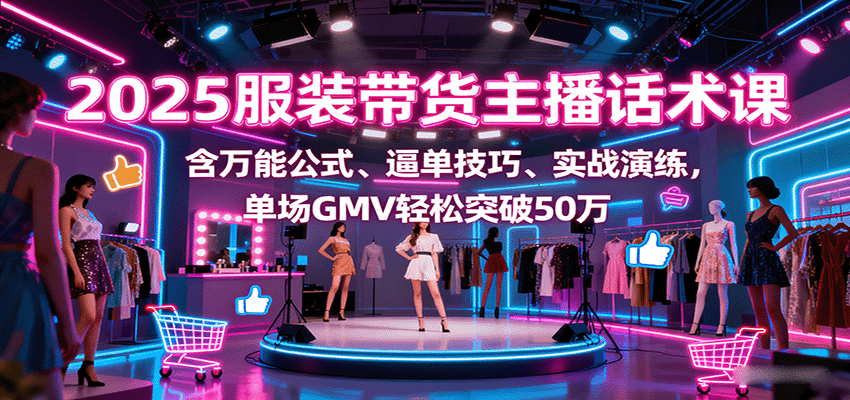 2025服装带货主播话术课，含万能公式、逼单技巧、实战演练，单场GMV轻松突破50万-七七项目网