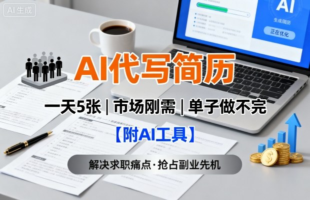 AI代写简历，一天5张，今年找工作难，市场刚需，单子做不完【附AI工具】-七七项目网