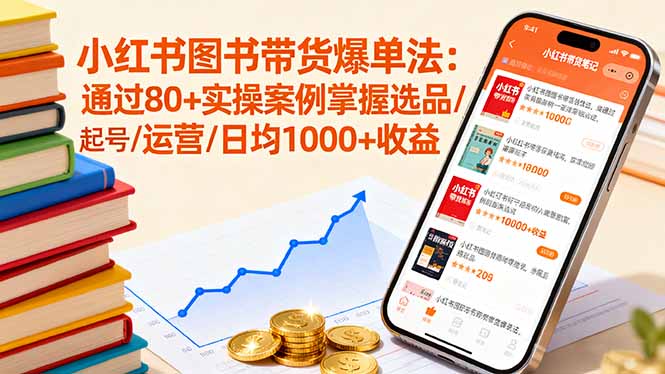 小红书图书带货爆单法：通过80+实操案例掌握选品/起号/运营/日均1000+收益-七七项目网