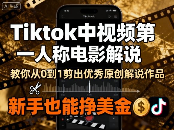 Tiktok中视频第一人称电影解说，教你从0到1剪出一个优秀的原创解说作品，新手也能挣美金-七七项目网