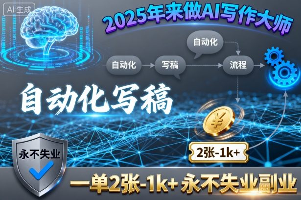 2025年来做AI写作大师，自动化写稿，一单2张-1k+，永不失业副业-七七项目网