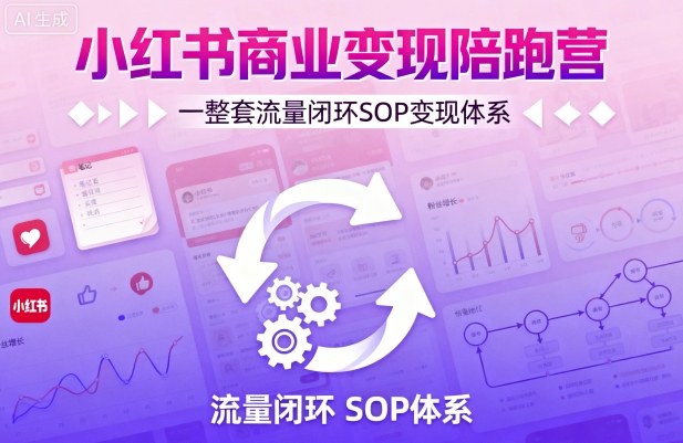 小红书商业变现陪跑营，轻IP矩阵 私域获客 聚光投流，一整套流量闭环SOP变现体系-七七项目网