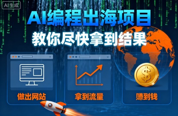 AI编程出海项目，教你尽快拿到结果-做出网站、拿到流量、賺到钱-七七项目网