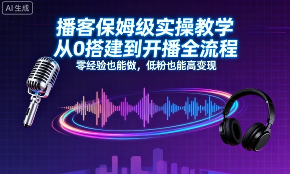 播客保姆级实操教学，从0搭建到开播全流程，零经验也能做，低粉也能高变现-七七项目网