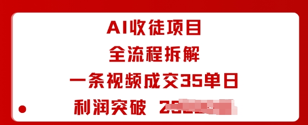 AI收徒项目全流程拆解一条视频成交35单日利润突破1k+-七七项目网