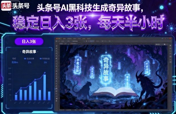 头条号AI黑科技生成奇异故事，稳定日入3张，每天半小时-七七项目网