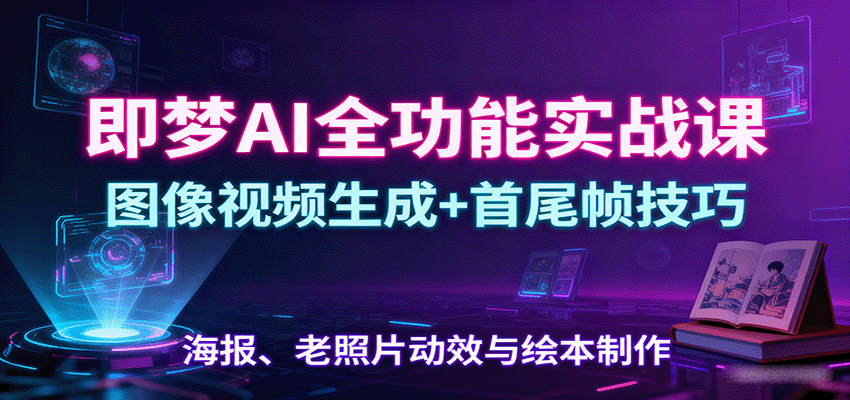 即梦AI全功能实战课：图像视频生成+首尾帧技巧，海报、老照片动效与绘本制作-七七项目网