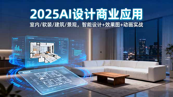 2025AI设计商业应用：室内/软装/建筑/景观，智能设计+效果图+动画实战-七七项目网