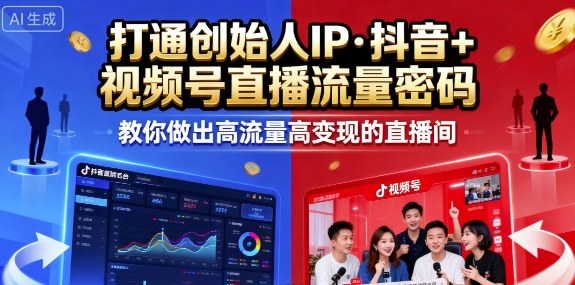 25年直播9-10两期线下课,打通创始人IP,抖音+视频号直播流量密码,教你做出高流量高变现的直播间-七七项目网