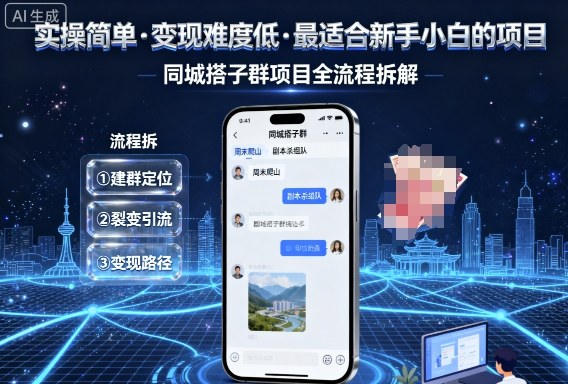 实操简单,变现难度低,最适合新手小白做的项目,每天轻松收入3张,同城搭子群项目全流程拆解-七七项目网