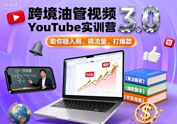 跨境油管视频YouTube实训营3.0,助你稳入局、搞流量、打爆款-七七项目网