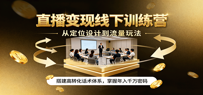 直播变现线下训练营,从定位设计到流量玩法,搭建高转化话术体系,掌握年入千万密码-七七项目网