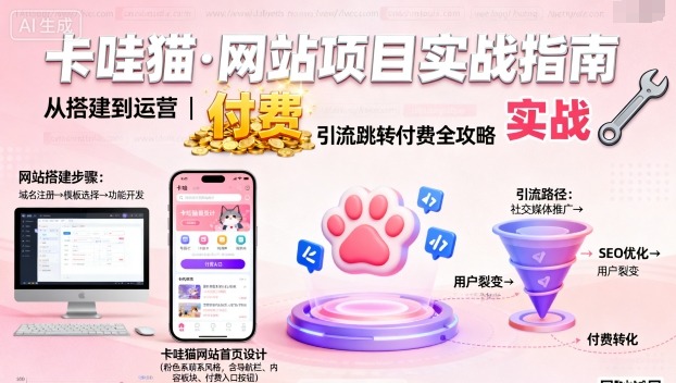 卡哇猫·网站项目,网站搭建与运营以及引流跳转付费-七七项目网