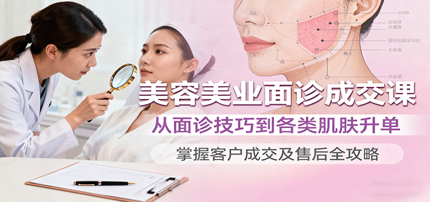 美容美业面诊成交课，从面诊技巧到各类肌肤升单，掌握客户成交及售后全攻略-七七项目网