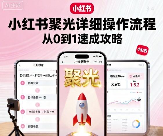 小红书聚光详细操作流程,小红书聚光从0到1速成攻略-七七项目网